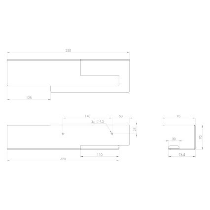 Sapho - Toiletrolhouder met plankje 9,5 x 35 cm mat zwart