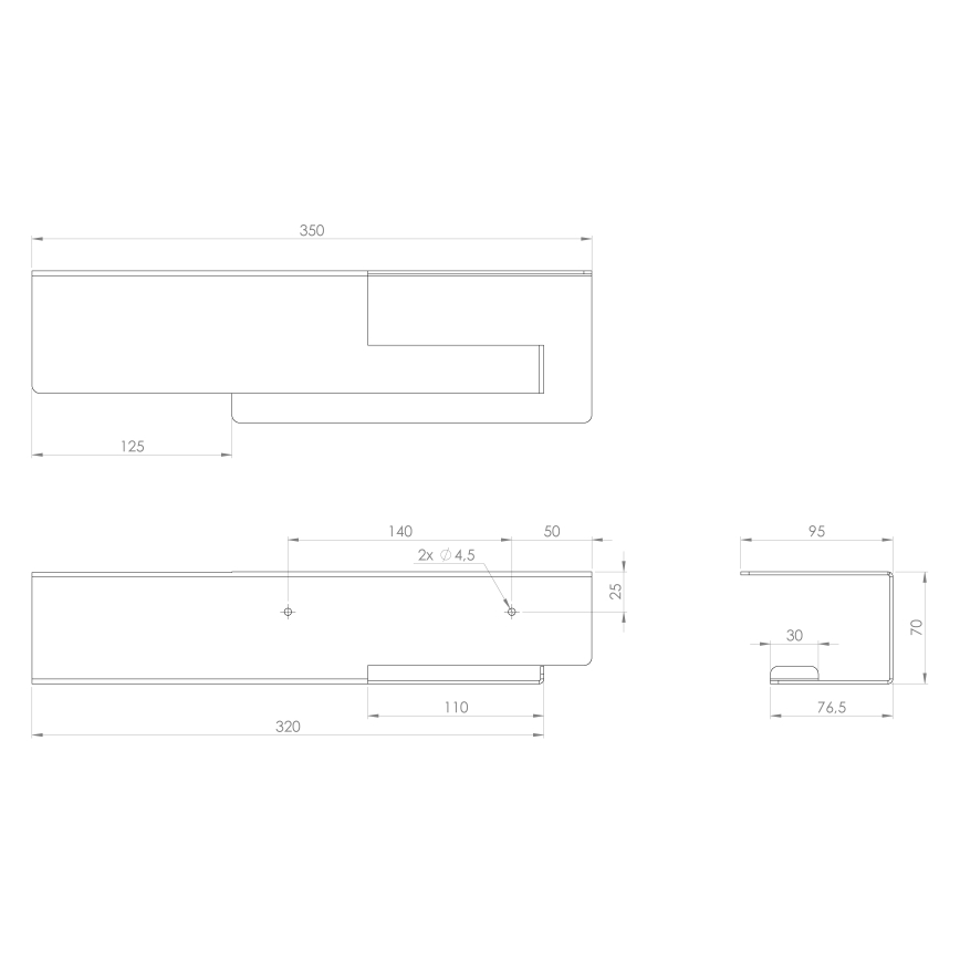 Sapho - Toiletrolhouder met plankje 9,5 x 35 cm mat zwart