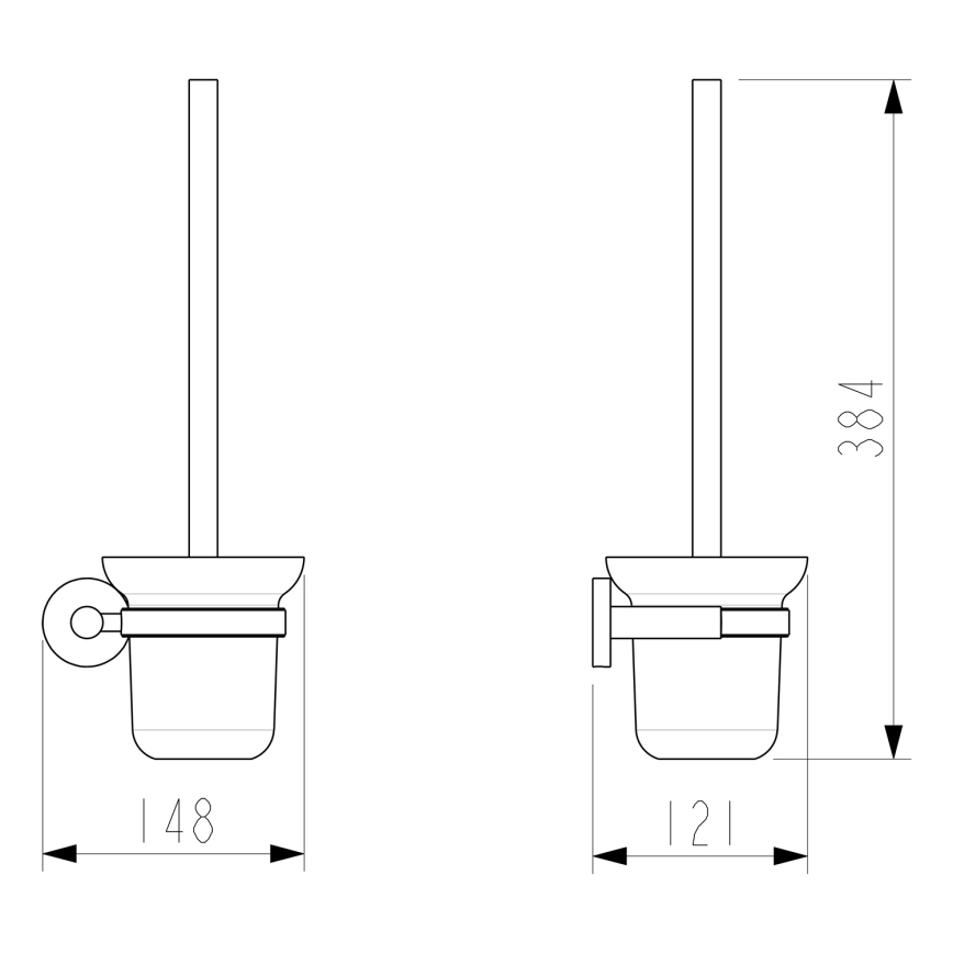 Sapho - Wandgemonteerde WC-borstel X-ROUND, melkglas/glanzend chroom