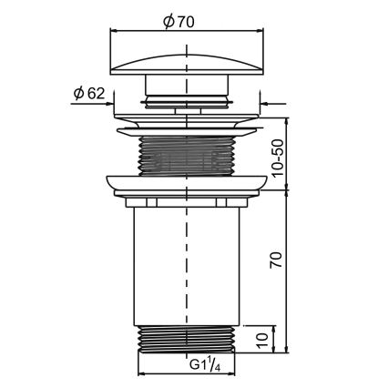 Sapho - Wastafelafvoer Ø 7 cm mat zwart / glanzend chroom