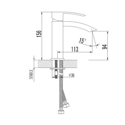Sapho - Wastafelkraan GINKO 15,6 cm mat zwart