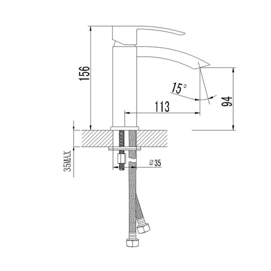 Sapho - Wastafelkraan GINKO 15,6 cm mat zwart