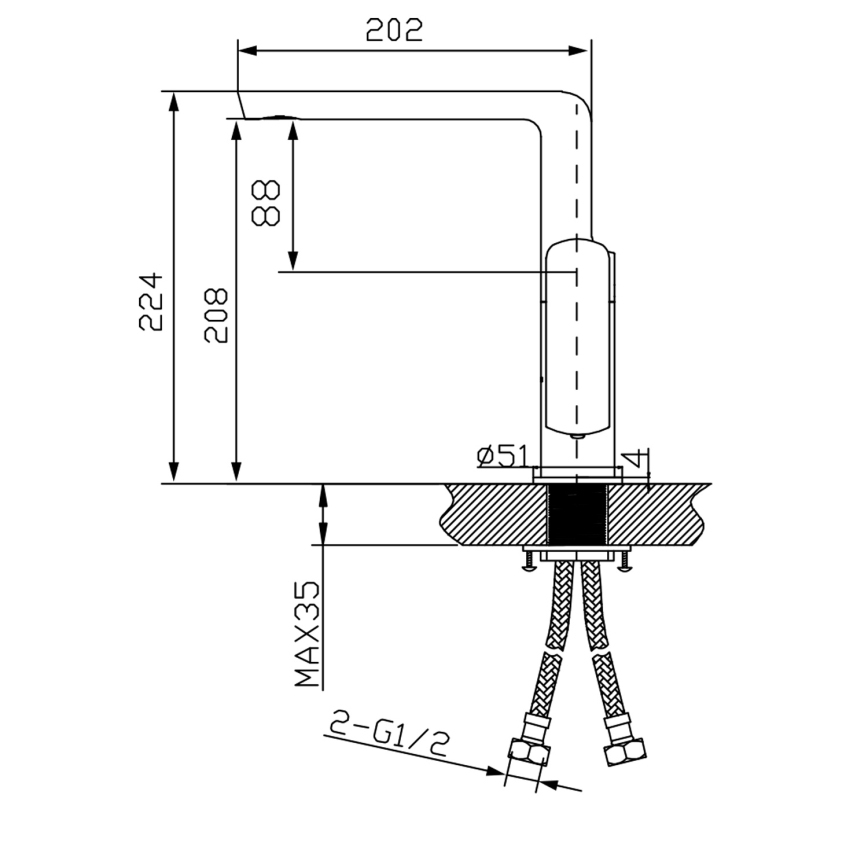 Sapho - Wastafelkraan MIXONA 22,4 cm glanzend chroom