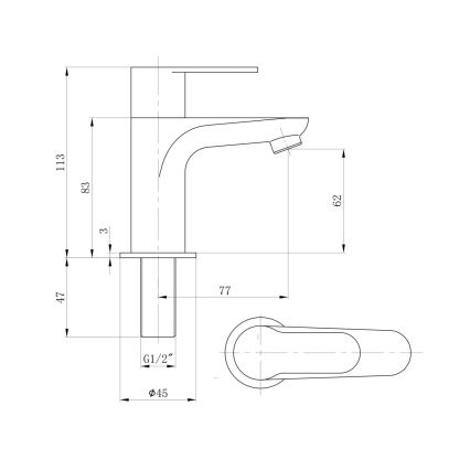 Sapho - Wastafelkraan SMALL 11,3 cm, glanzend chroom