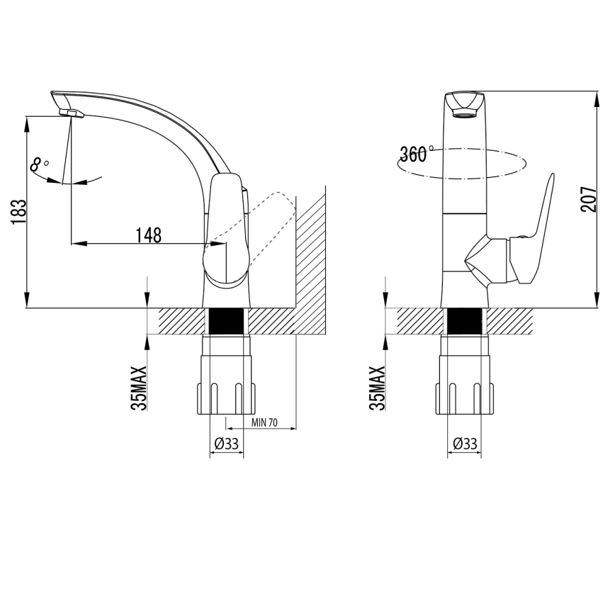 Sapho - Wastafelkraan SOLITER 18 cm glanzend chroom