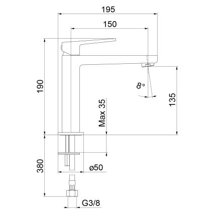 Sapho - Wastafelkraan TURSI 19 cm mat zwart
