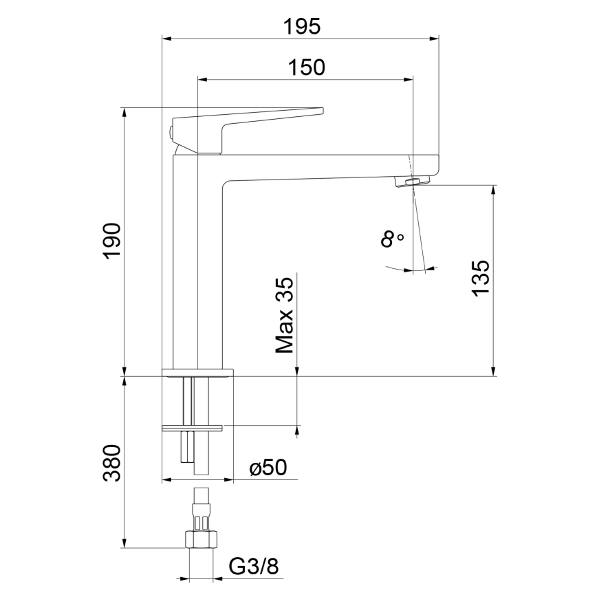 Sapho - Wastafelkraan TURSI 19 cm mat zwart
