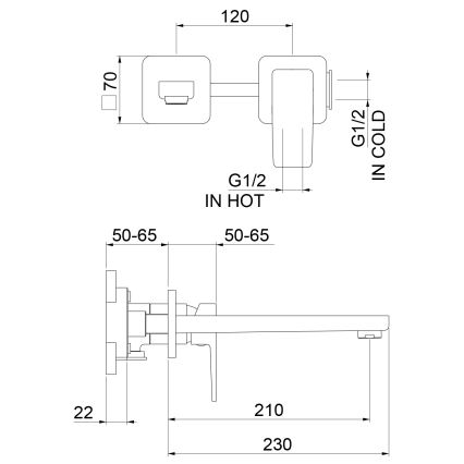 Sapho - Wastafelkraan voor inbouwmontage TURSI glanzend chroom