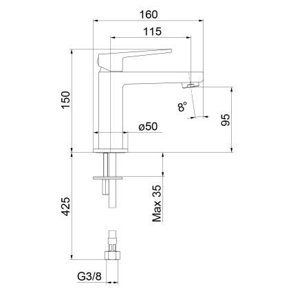 Sapho - Wastafelmengkraan TURSI 15 cm glanzend chroom
