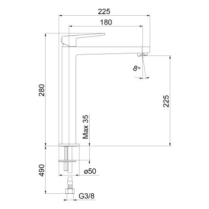 Sapho - Wastafelmengkraan TURSI 28 cm glanzend chroom