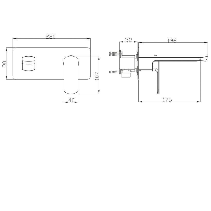 Sapho - Wastafelmengkraan voor inbouw MIXONA 9x19,6 cm, glanzend chroom