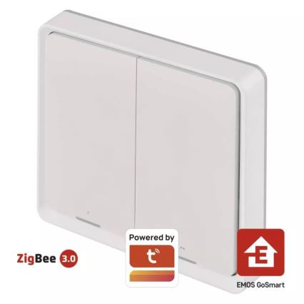 Schakelaar 2-knops GoSmart 1xCR2430 Tuya wit