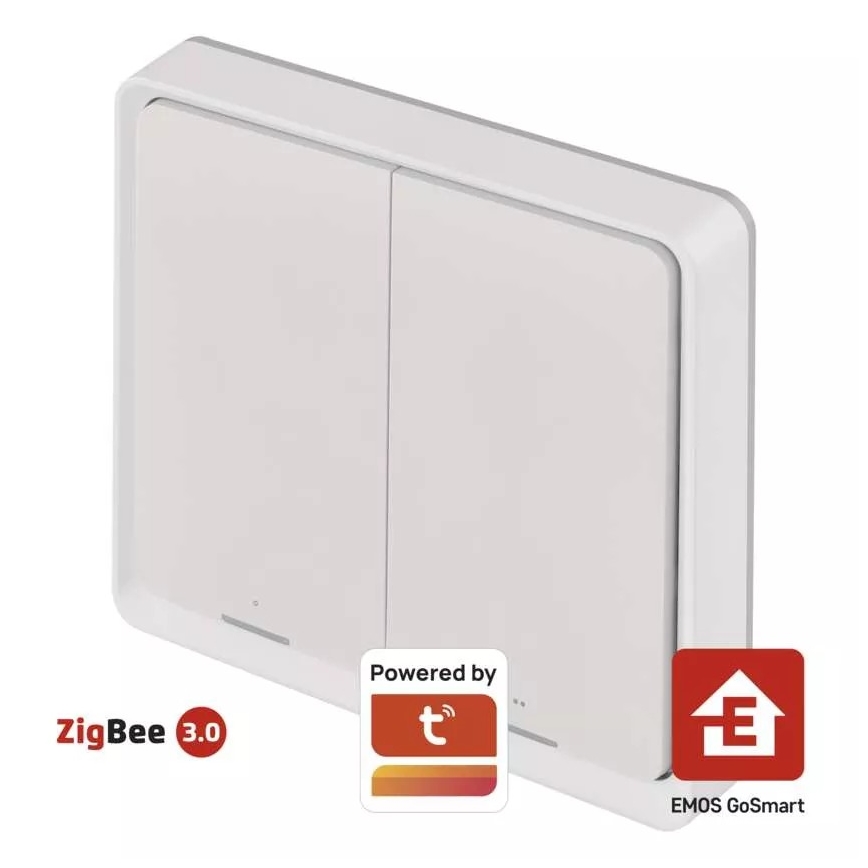 Schakelaar 2-knops GoSmart 1xCR2430 Tuya wit