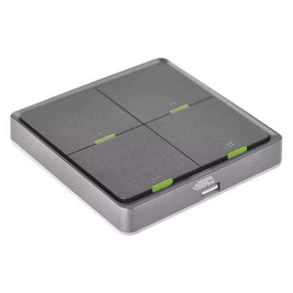 Schakelaar 4-knops GoSmart 1xCR2430 Tuya zwart