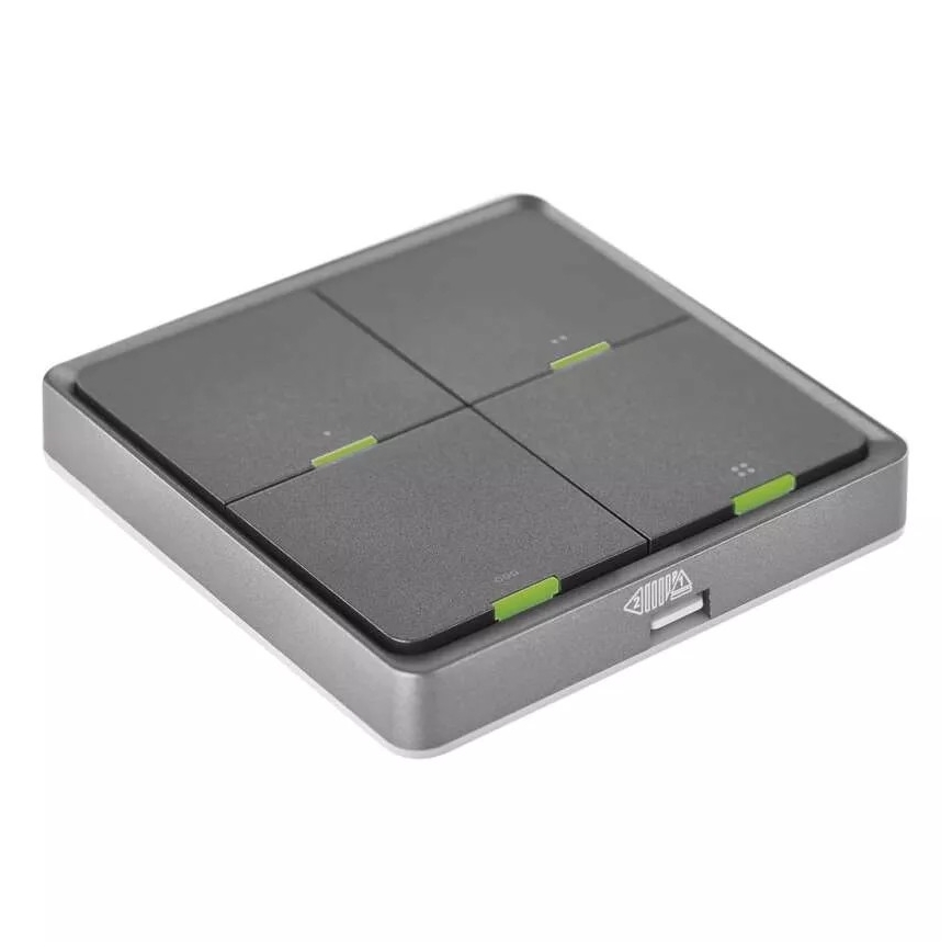 Schakelaar 4-knops GoSmart 1xCR2430 Tuya zwart