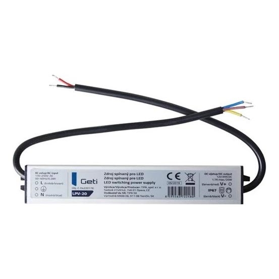 Schakelende voeding voor LED-strips 20W/12V IP67