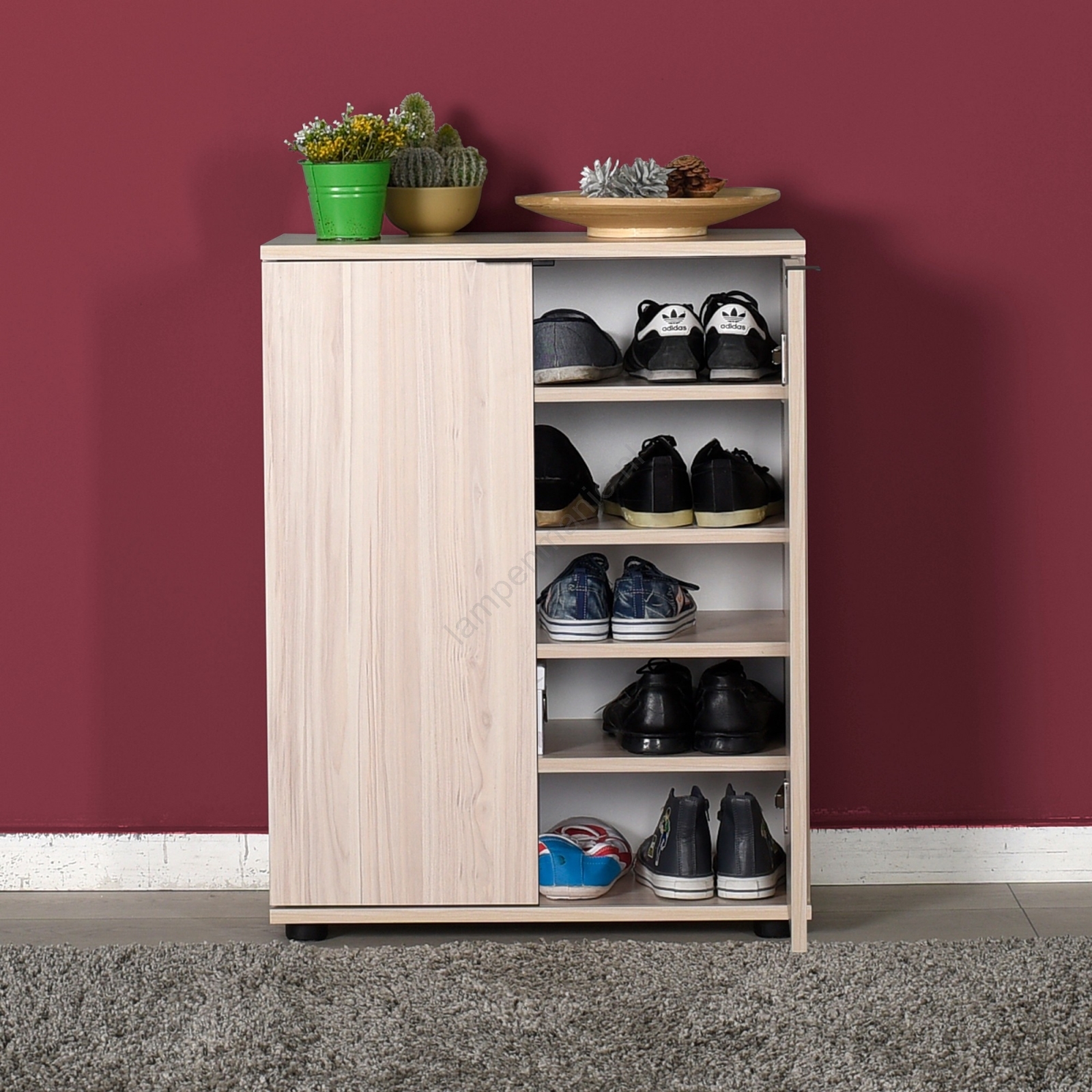 Schoenenkast met lamellen 68 cm - beige - CALETTO
