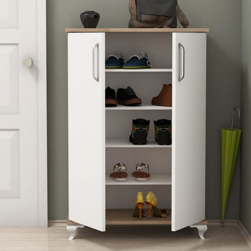 Schoenenkast ASTA 100x72 cm wit/beige