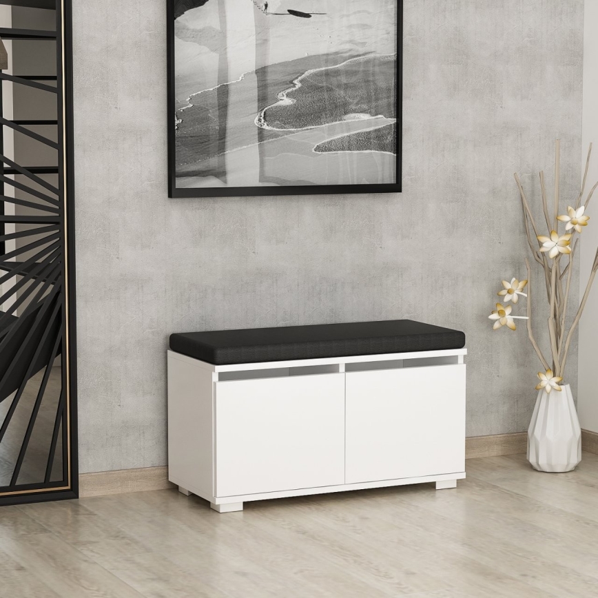 Schoenenkast DRAGO 42x80 cm wit/zwart
