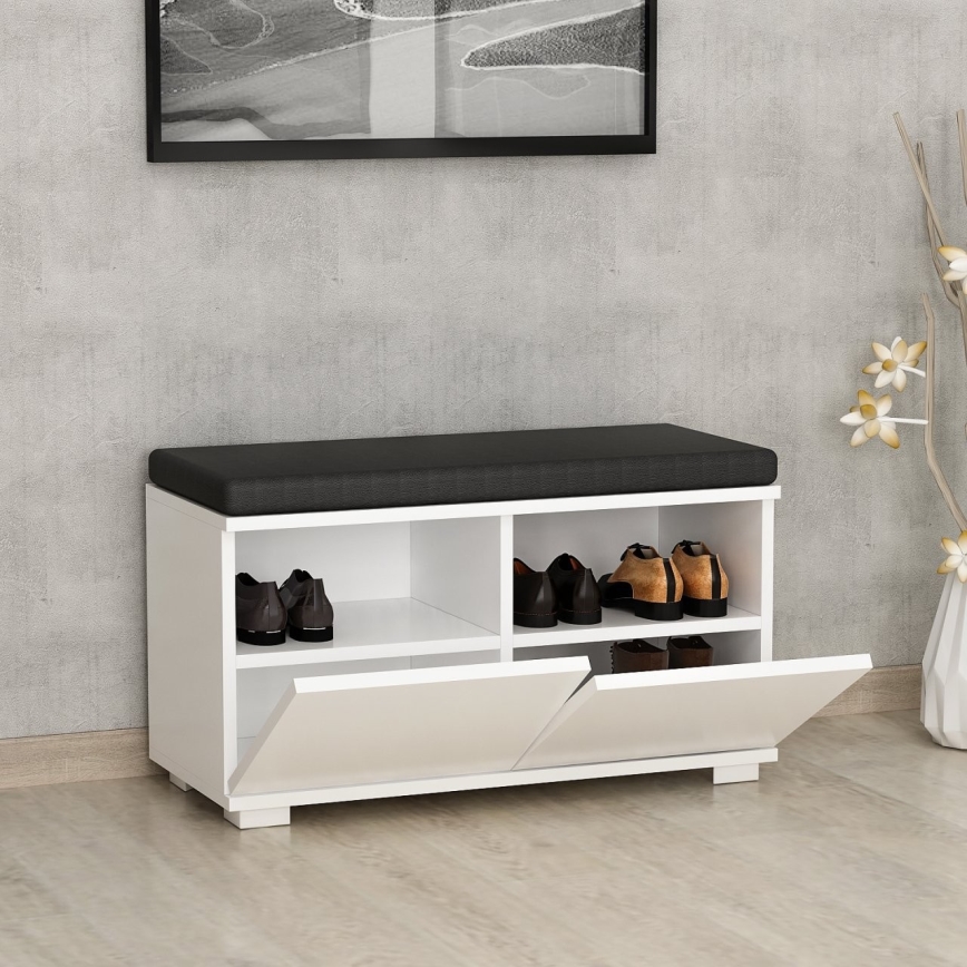 Schoenenkast DRAGO 42x80 cm wit/zwart