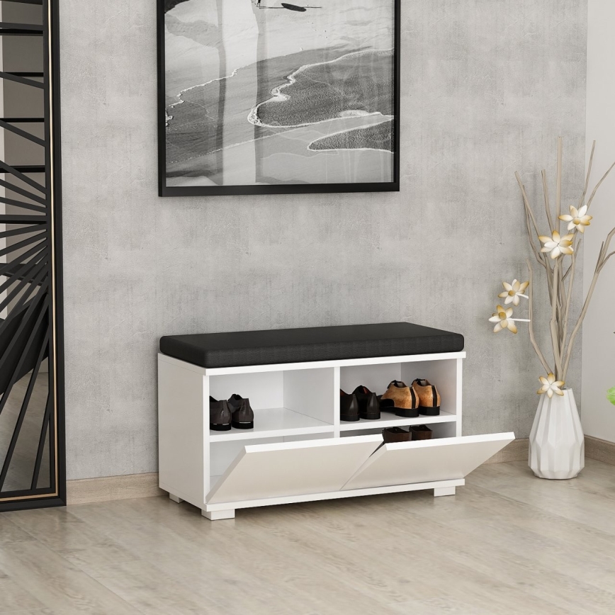 Schoenenkast DRAGO 42x80 cm wit/zwart