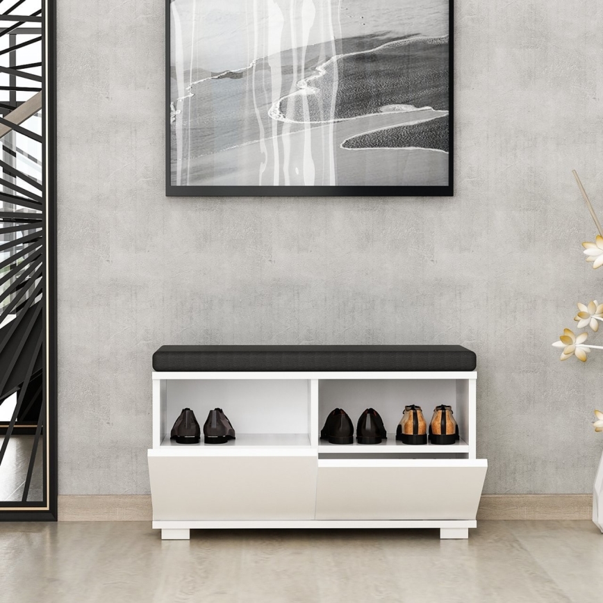 Schoenenkast DRAGO 42x80 cm wit/zwart