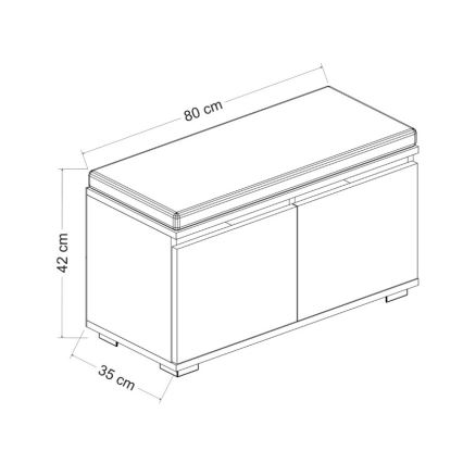 Schoenenkast DRAGO 42x80 cm wit/zwart