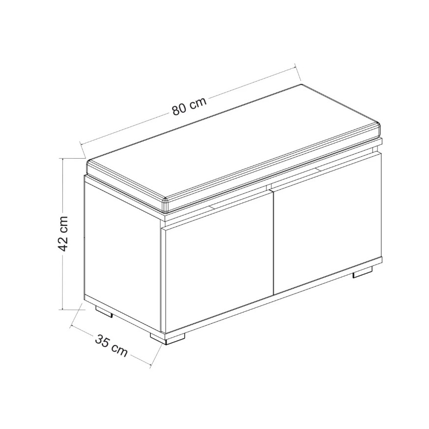 Schoenenkast DRAGO 42x80 cm wit/zwart