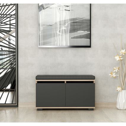 Schoenenkast DRAGO 42x80 cm zwart/walnoot