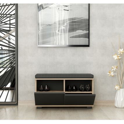 Schoenenkast DRAGO 42x80 cm zwart/walnoot