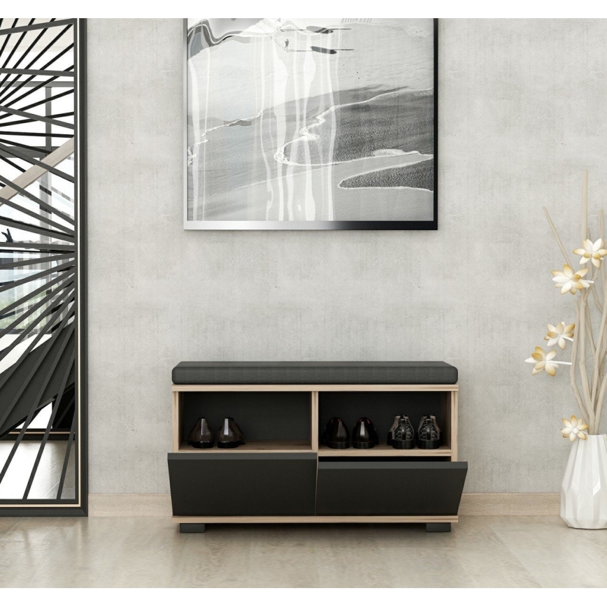 Schoenenkast DRAGO 42x80 cm zwart/walnoot