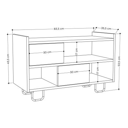 Schoenenkast TROY 53,5x83,5 cm grijs