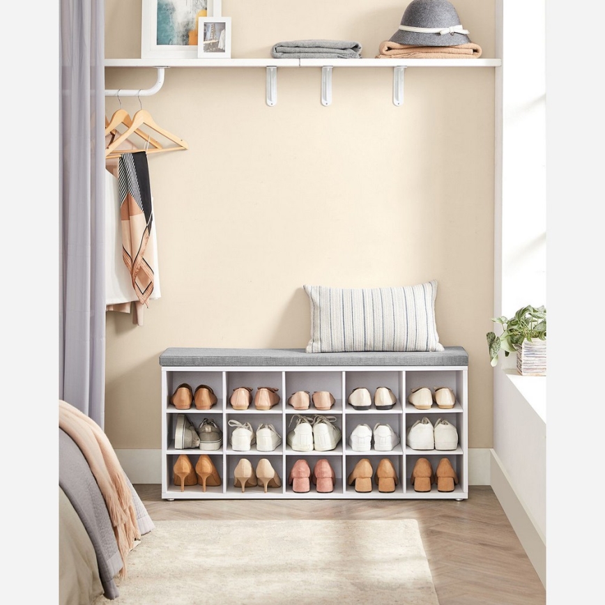 Schoenenkast VOREN 105x48x30 cm wit/grijs