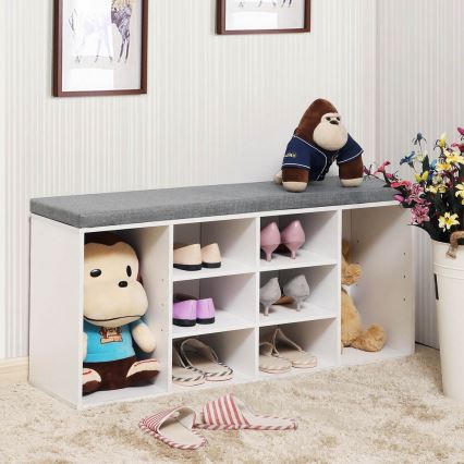 Schoenenkast VOREN wit/grijs