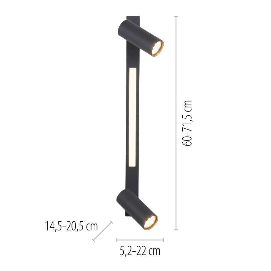 Schöner Wohnen 11793-18 - LED-spot DANTE 2xGU10/10W/230V + LED/7,2W zwart