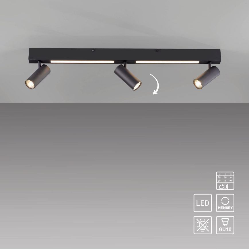 Schöner Wohnen 11794-18 - LED-spot DANTE 3xGU10/10W/230V + LED/14,4W zwart