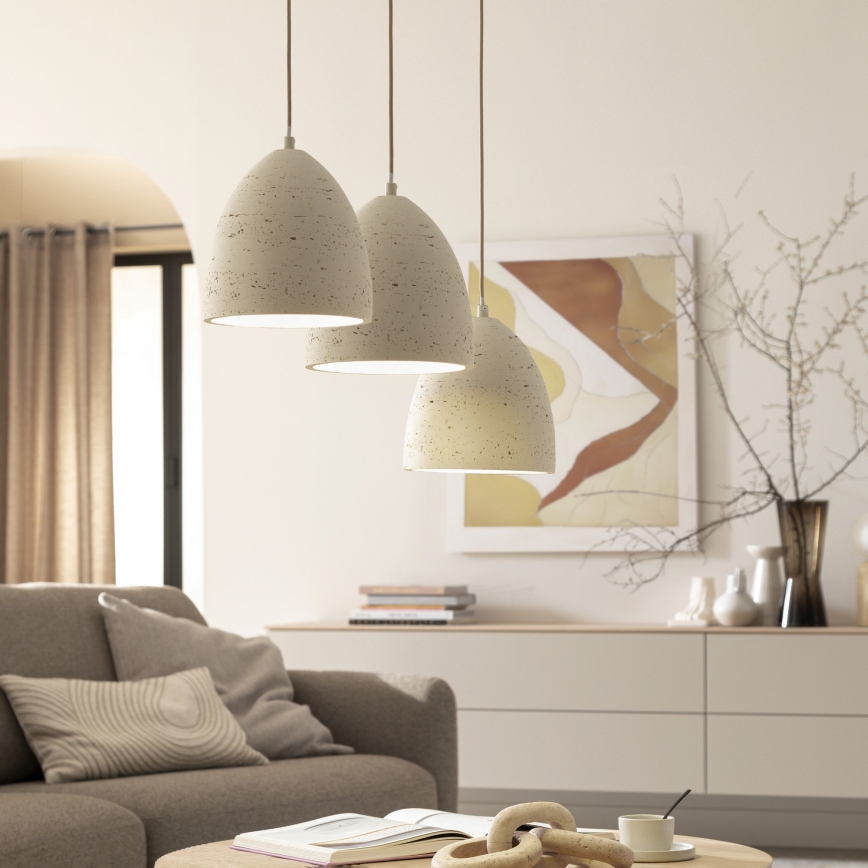 Schöner Wohnen 12541-42 - Hanglamp aan kabel TRAVENTA 3xE27/40W/230V beton
