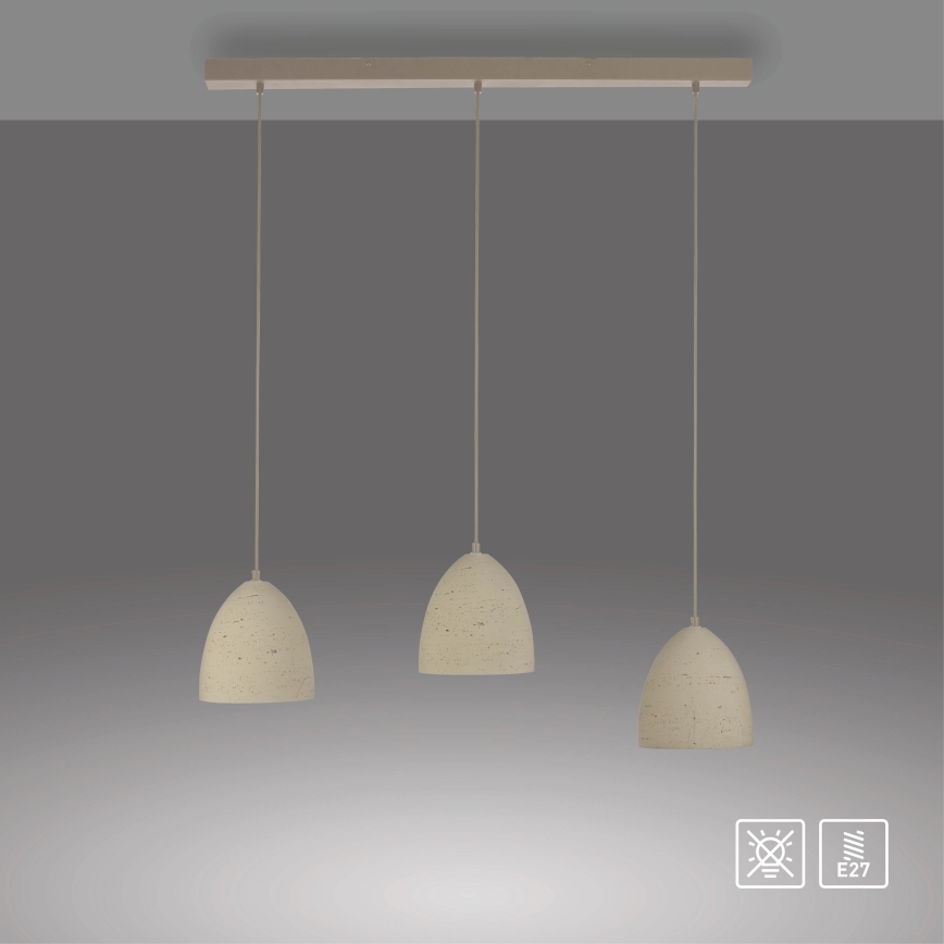 Schöner Wohnen 12541-42 - Hanglamp aan kabel TRAVENTA 3xE27/40W/230V beton