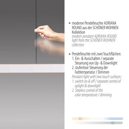 Schöner Wohnen 12577-16 - Dimbare LED-hanglamp aan kabel ADRIANA ROUND 2xLED/24W/230V 2700/3000/3500/4000/5000K wit