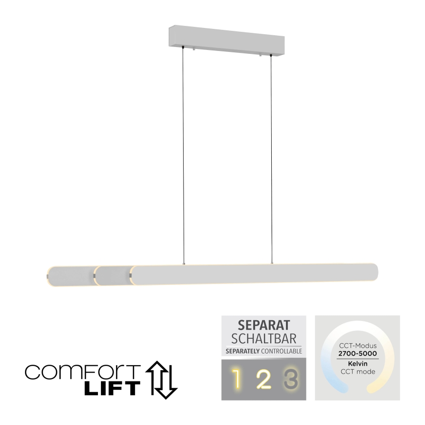 Schöner Wohnen 12577-16 - LED-dimbare hanglamp aan kabel ADRIANA ROUND 2xLED/24W/230V 2700/3000/3500/4000/5000K 160 cm wit