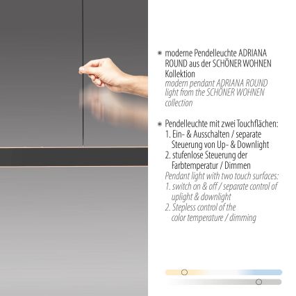 Schöner Wohnen 12577-18 - Dimbare LED-hanglamp met kabel ADRIANA ROUND 2xLED/24W/230V 2700/3000/3500/4000/5000K zwart