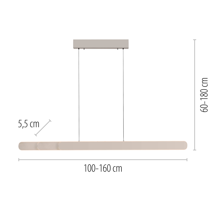 Schöner Wohnen 12577-39 - Dimbare LED-hanglamp met kabel ADRIANA ROUND 2xLED/24W/230V 2700/3000/3500/4000/5000K grijs