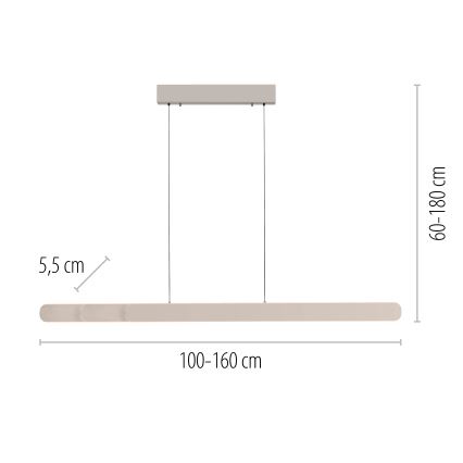 Schöner Wohnen 12577-39 - Dimbare LED-hanglamp aan kabel ADRIANA ROUND 2xLED/24W/230V 2700/3000/3500/4000/5000K 160 cm grijs