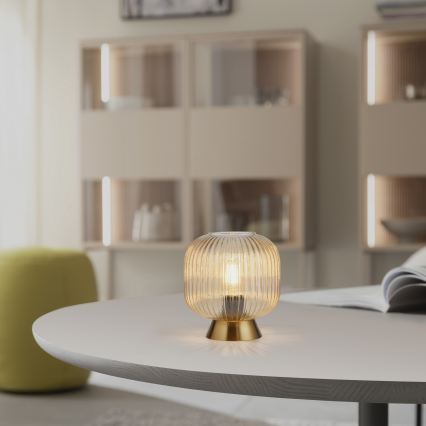 Schöner Wohnen 13573-27 - Tafellamp NAMI 1xE27/25W/230V goud/beige/rookkleurig