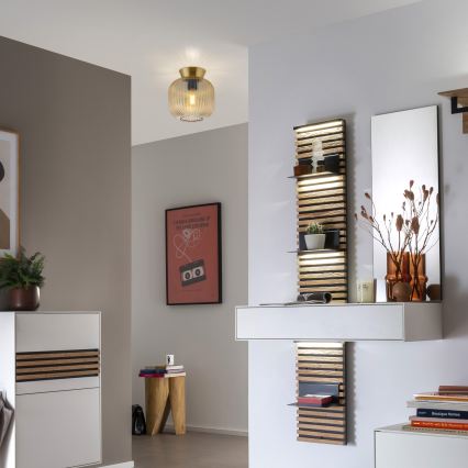 Schöner Wohnen 13574-27 - Plafondlamp NAMI 1xE27/25W/230V Ø 20 cm goudkleurig/beige/gerookt