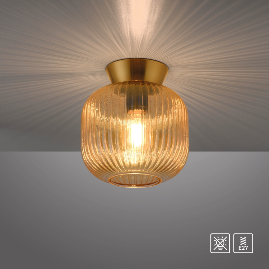 Schöner Wohnen 13574-27 - Plafondlamp NAMI 1xE27/25W/230V Ø 20 cm goudkleurig/beige/gerookt