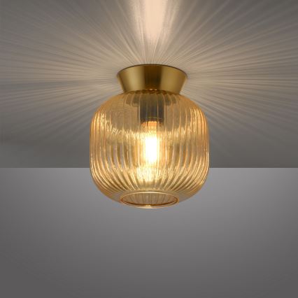 Schöner Wohnen 13574-27 - Plafondlamp NAMI 1xE27/25W/230V Ø 20 cm goudkleurig/beige/gerookt