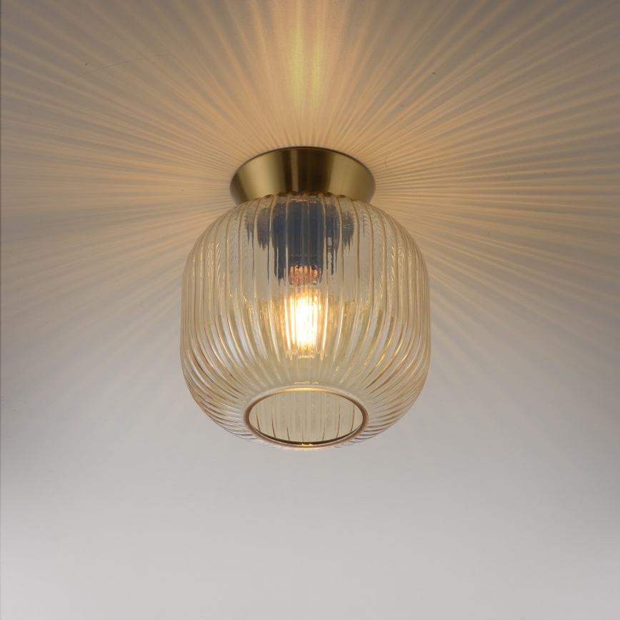 Schöner Wohnen 13574-27 - Plafondlamp NAMI 1xE27/25W/230V Ø 20 cm goudkleurig/beige/gerookt