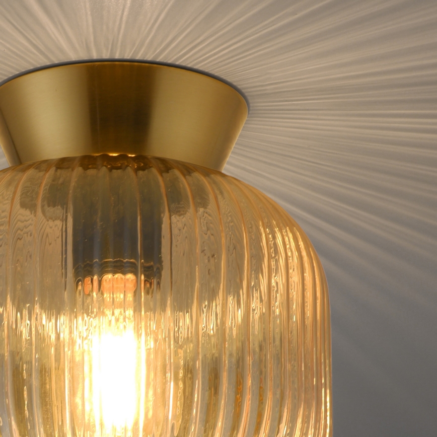 Schöner Wohnen 13574-27 - Plafondlamp NAMI 1xE27/25W/230V Ø 20 cm goudkleurig/beige/gerookt