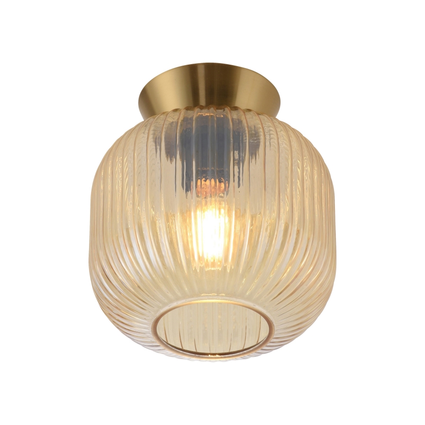 Schöner Wohnen 13574-27 - Plafondlamp NAMI 1xE27/25W/230V Ø 20 cm goudkleurig/beige/gerookt